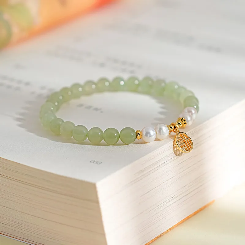Emerald Dynasty Hetian Jade Bracelets White Jade/Pale Greenish White Jade Women's-3