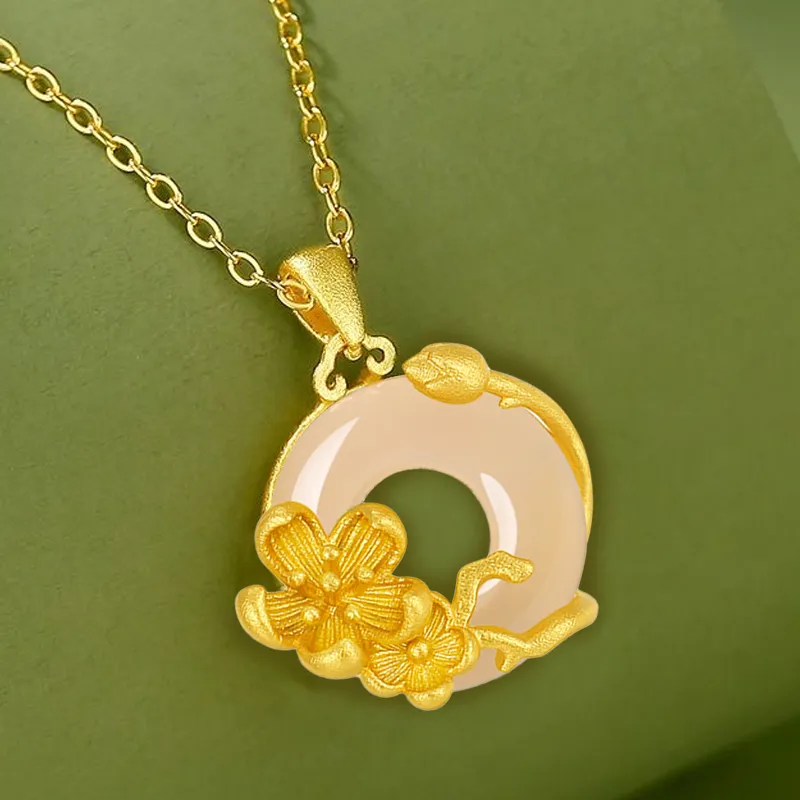 Emerald Dynasty Natural Chalcedony Jade Necklaces Women's-1