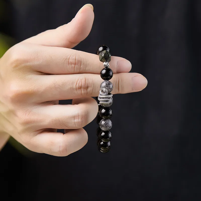 Emerald Dynasty Obsidian Bracelets Unisex-1