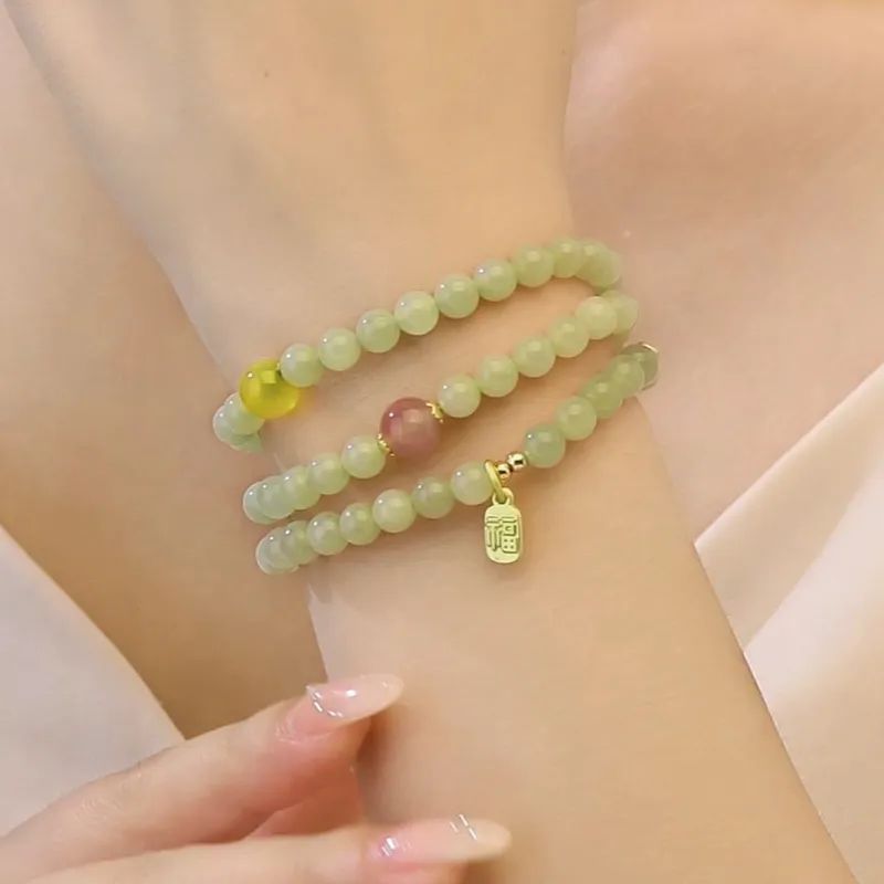 Emerald Dynasty Hetian Jade Pale Greenish White Jade Unisex-2