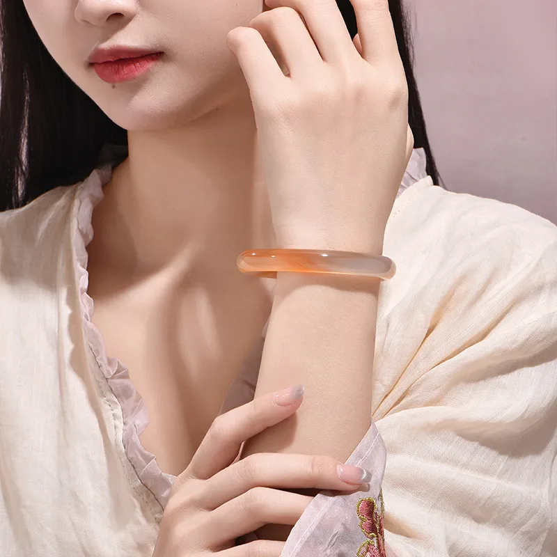 Emerald Dynasty Natural Chalcedony Jade Bangles Women's-1