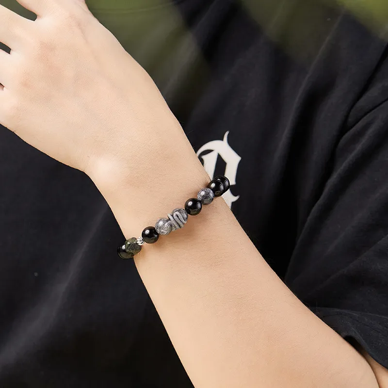 Emerald Dynasty Obsidian Bracelets Unisex-2