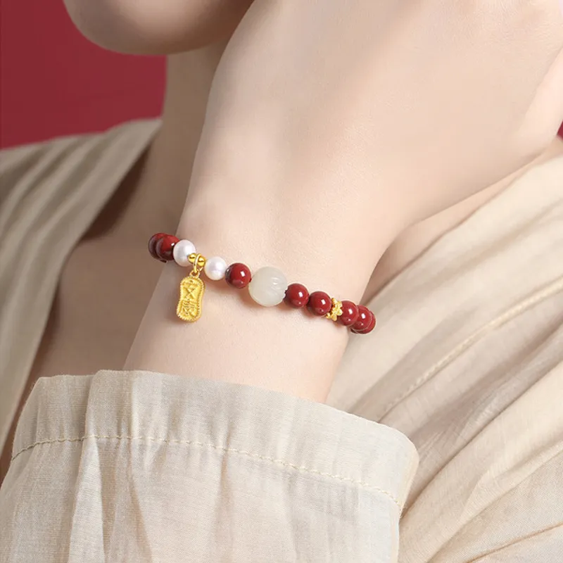 Emerald Dynasty Cinnabar Jade Bracelets Women's-1