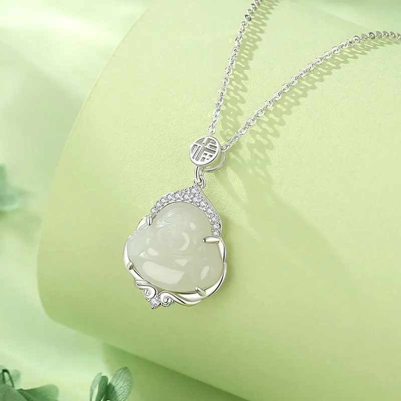 Emerald Dynasty Hetian Jade Necklaces White Jade/Pale Greenish White Jade Women's-3