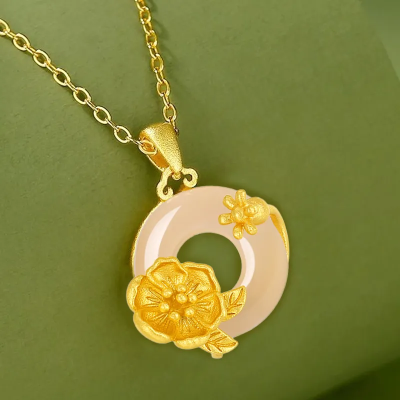 Emerald Dynasty Natural Chalcedony Jade Necklaces Women's-1