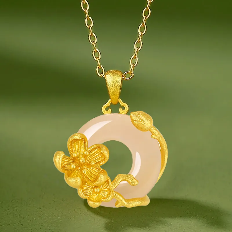Emerald Dynasty Natural Chalcedony Jade Necklaces Women's-2