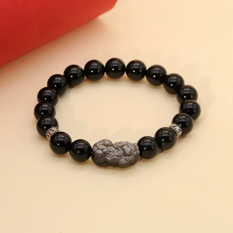 Emerald Dynasty Obsidian Jade Bracelets Unisex-2