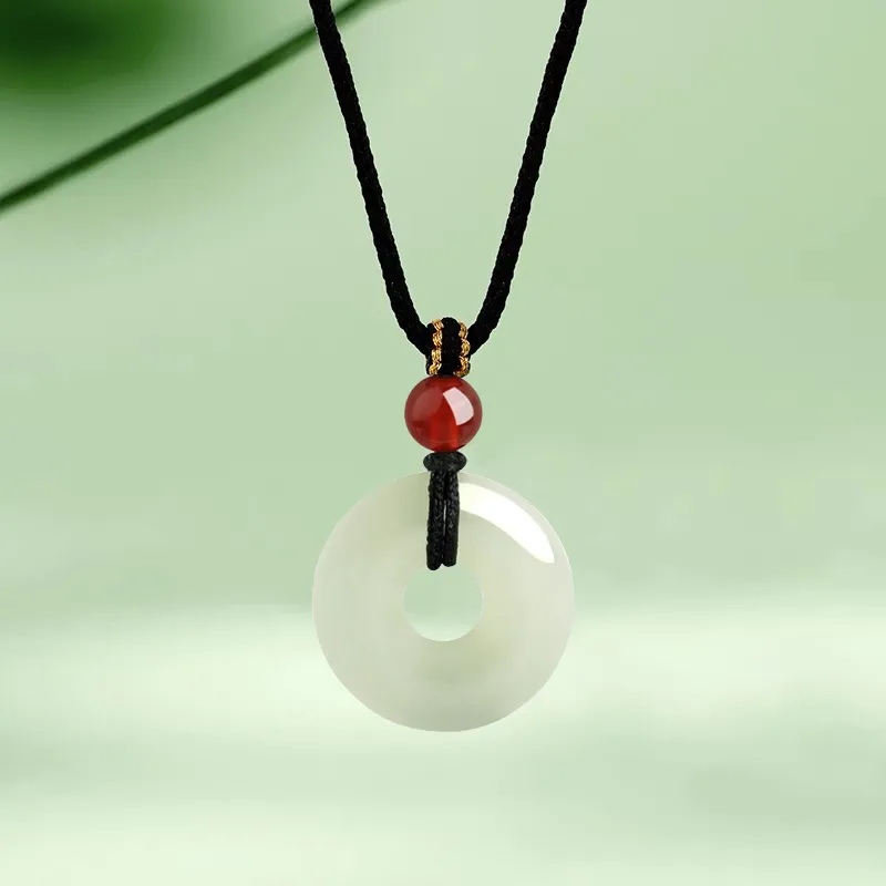 Emerald Dynasty Hetian Jade Necklaces White Jade/Pale Greenish White Jade Unisex-2