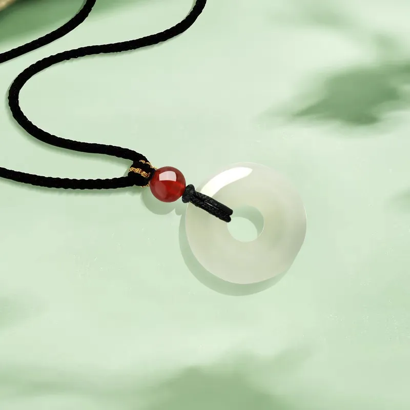 Emerald Dynasty Hetian Jade Necklaces White Jade/Pale Greenish White Jade Unisex-1