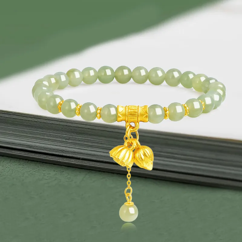 Emerald Dynasty Hetian Jade Bracelets White Jade/Pale Greenish White Jade Women's-1