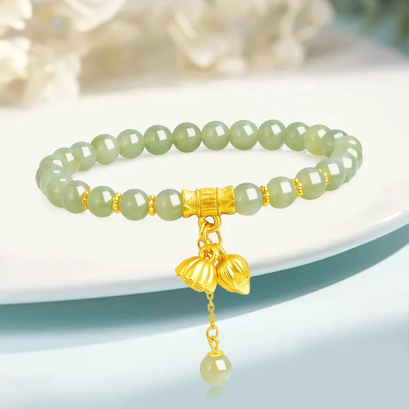 Emerald Dynasty Hetian Jade Bracelets White Jade/Pale Greenish White Jade Women's-3