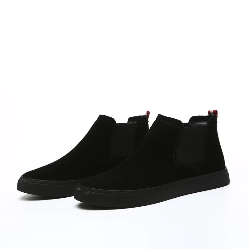 LUOGOKS Short Chelsea Boots Men Black-2