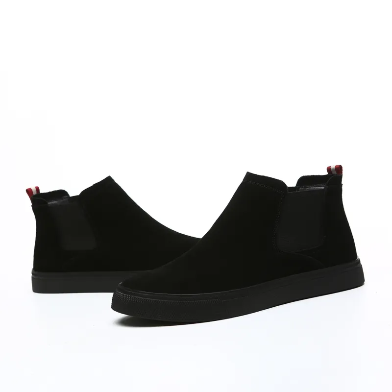 LUOGOKS Short Chelsea Boots Men Black-9