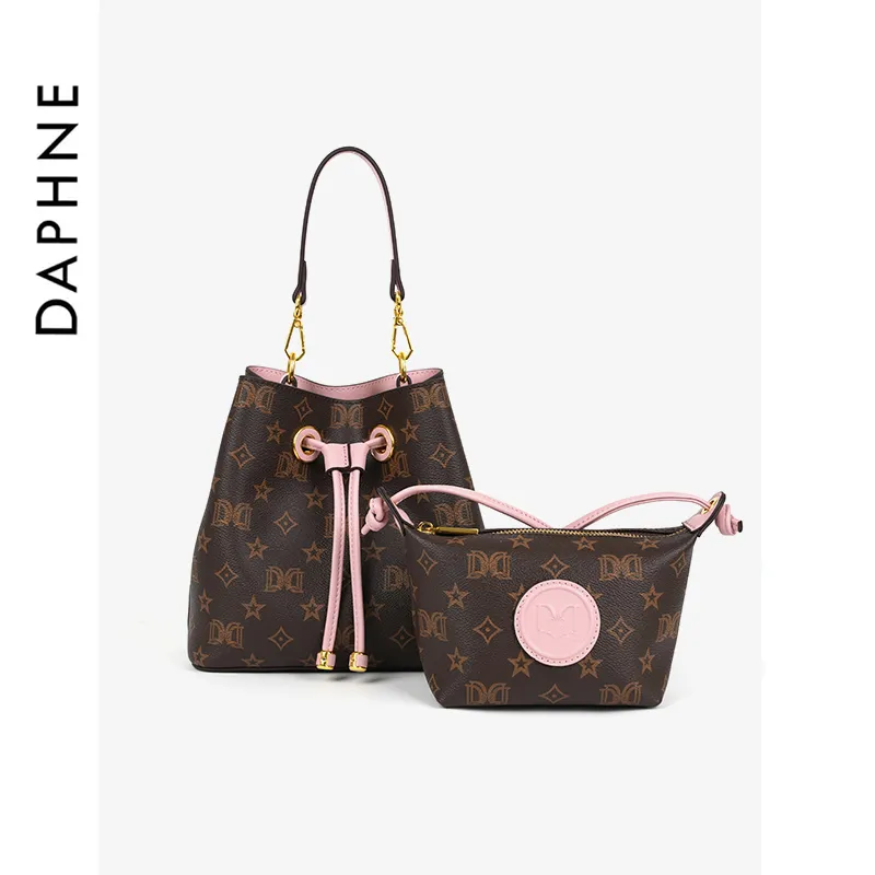 DAPHNE PVC Bucket Bag Handbag Regular Women's Pink/Coffee-4