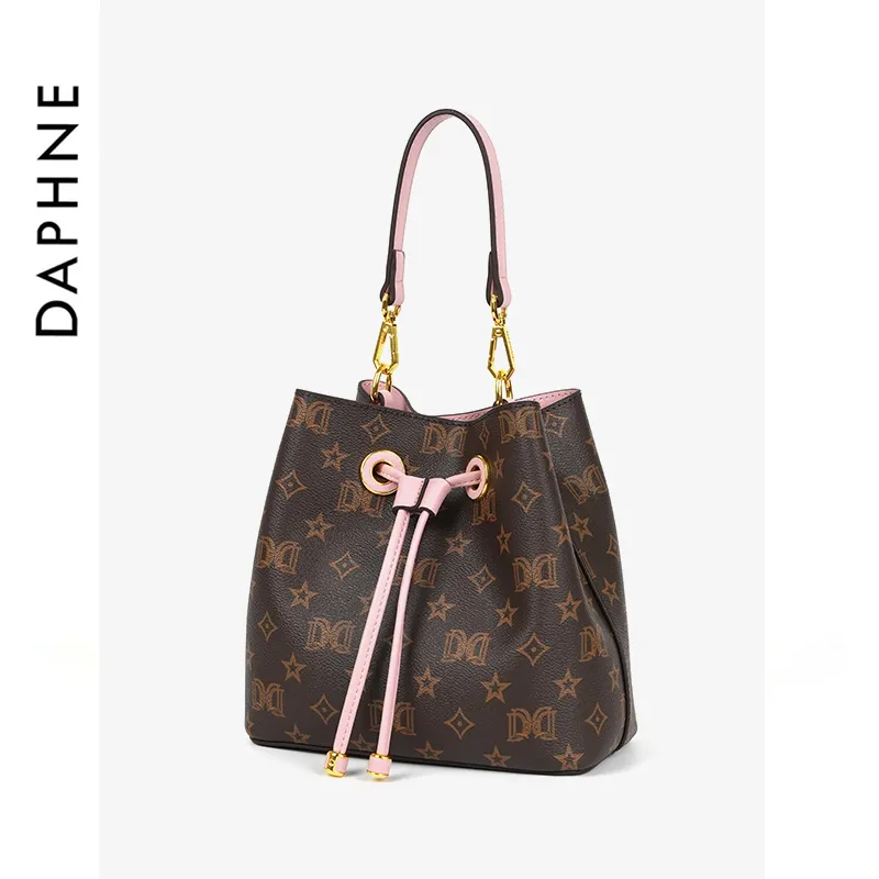 DAPHNE PVC Bucket Bag Handbag Regular Women's Pink/Coffee-1
