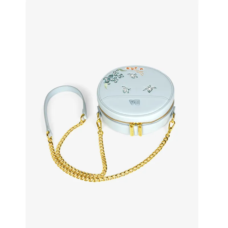 DAPHNE PU Small Round Bag Shoulder Bag Regular Women's Blue/White-1