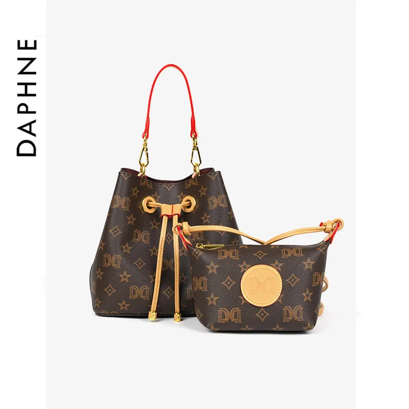 DAPHNE PVC Bucket Bag Handbag Regular Women's Pink/Coffee-6