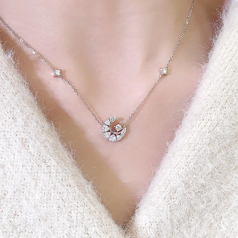 VEODO S925 Silver Necklaces Women's Silver-4