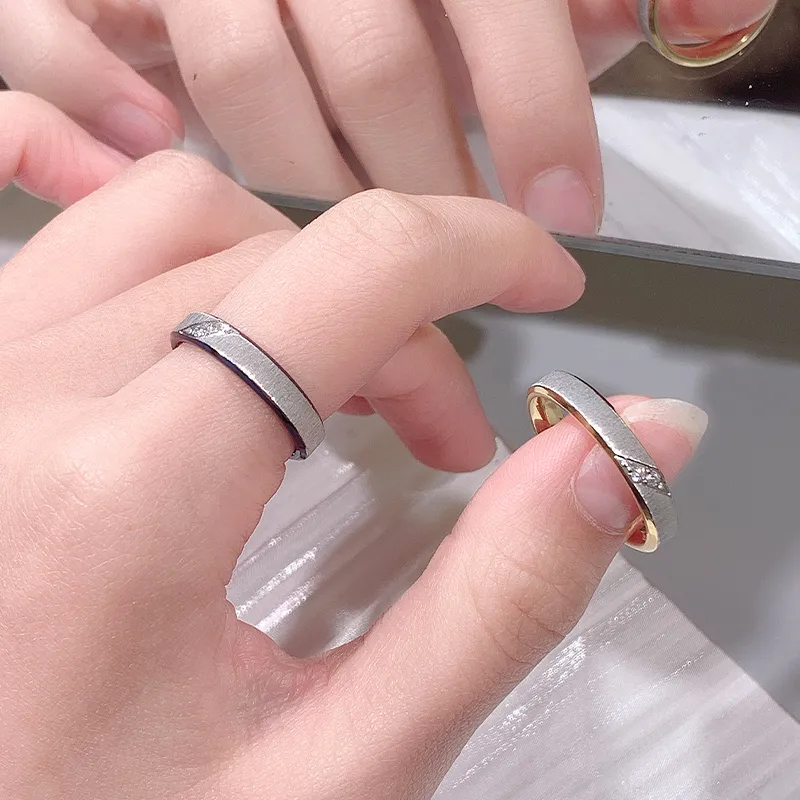 VEODO Titanium Steel Rings Unisex Gold, Cerulean-3