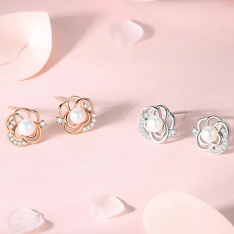 VEODO 925 Sterling Silver Synthetic Cubic Zirconia Stud Earrings Women's-2