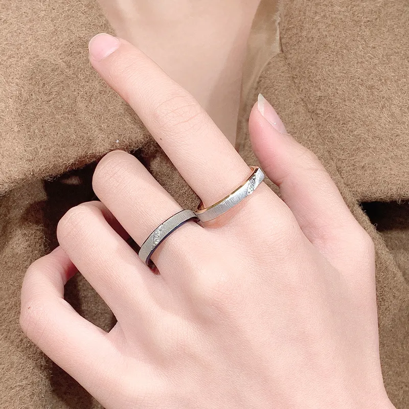 VEODO Titanium Steel Rings Unisex Gold, Cerulean-2