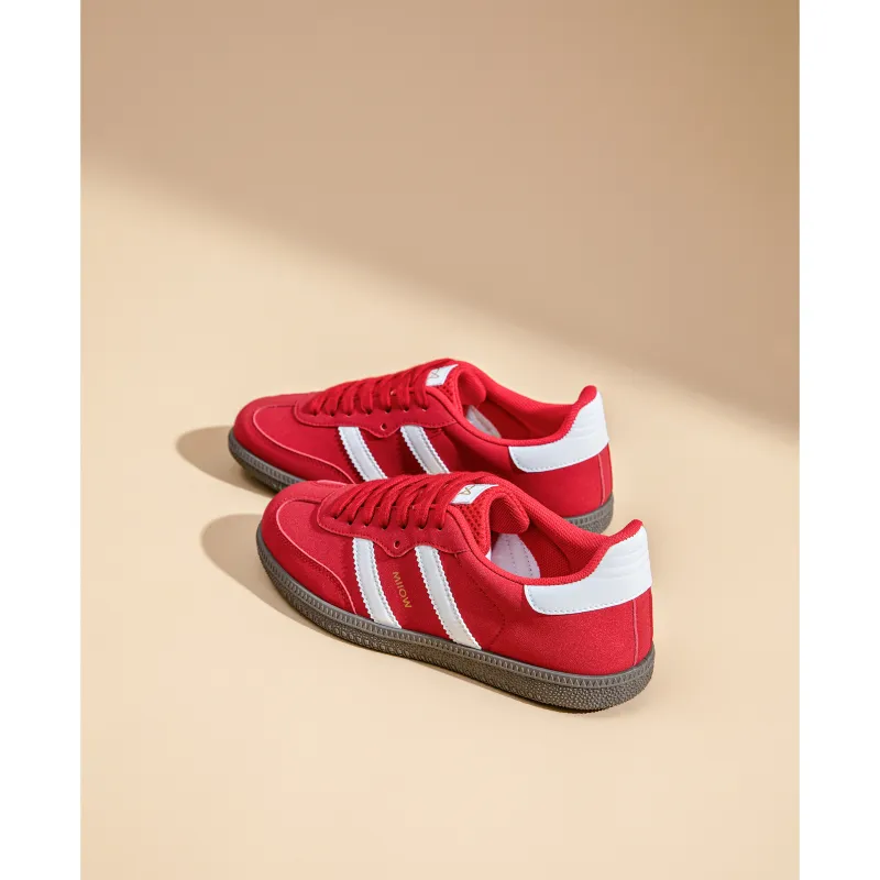 MIIOW German Army Trainers Lightweight Low Top Skateboard Shoes Women's Red-3