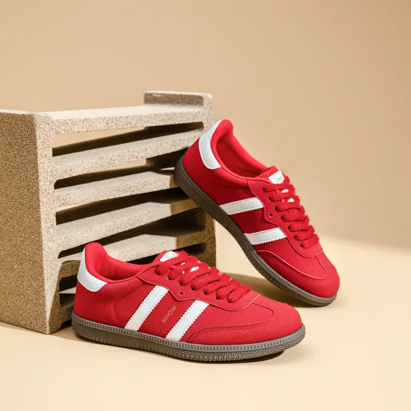 MIIOW German Army Trainers Lightweight Low Top Skateboard Shoes Women's Red-5