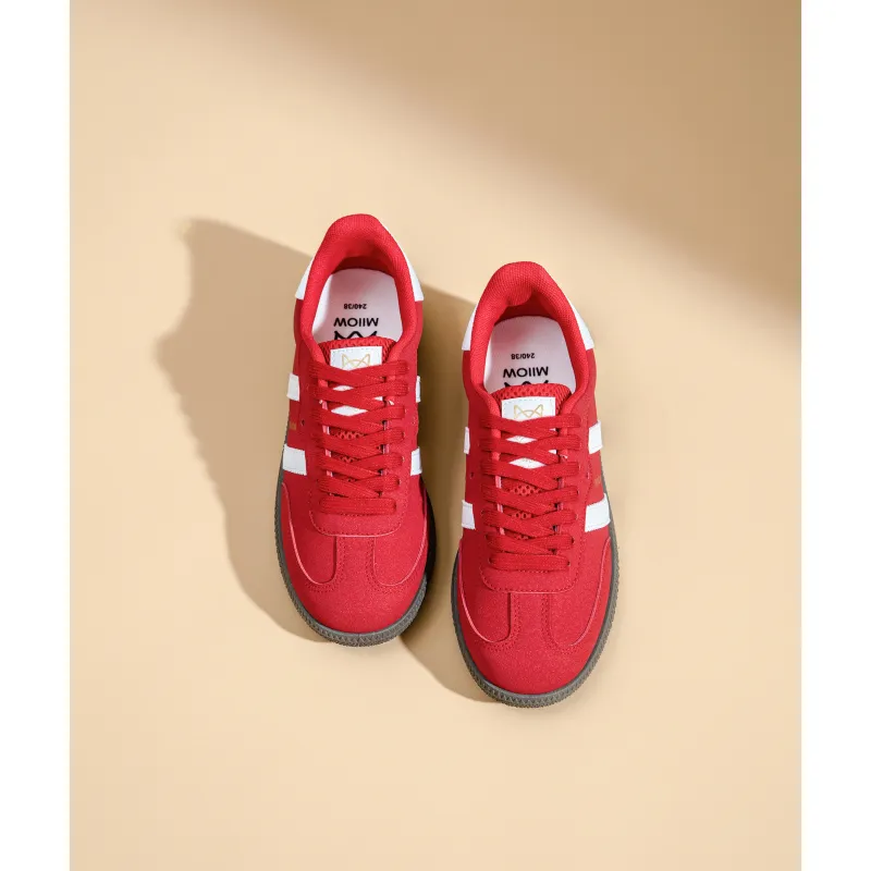 MIIOW German Army Trainers Lightweight Low Top Skateboard Shoes Women's Red-2