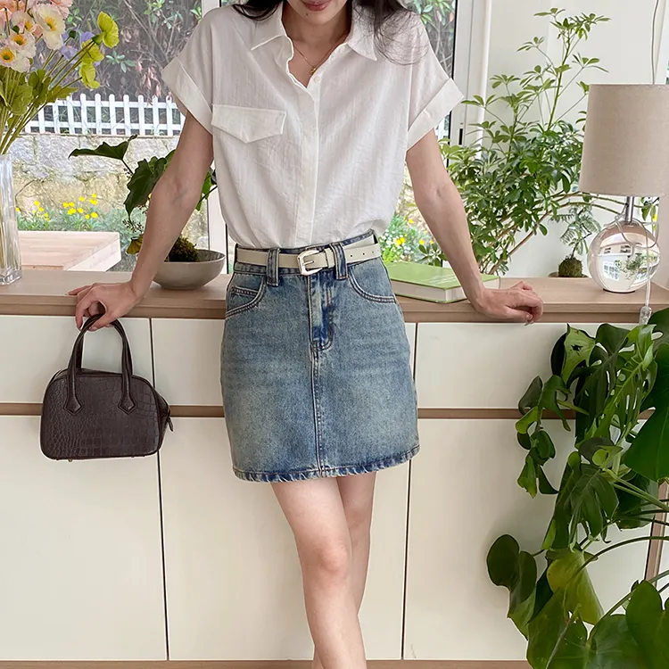 CHARM PICK Denim Short Skirts Women's Blue-8