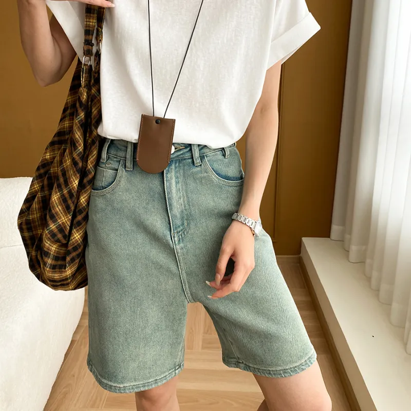 CHARM PICK Denim Shorts Women's Blue-8