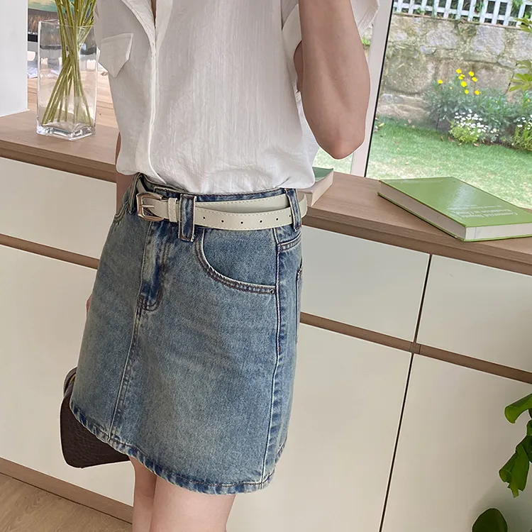 CHARM PICK Denim Short Skirts Women's Blue-6