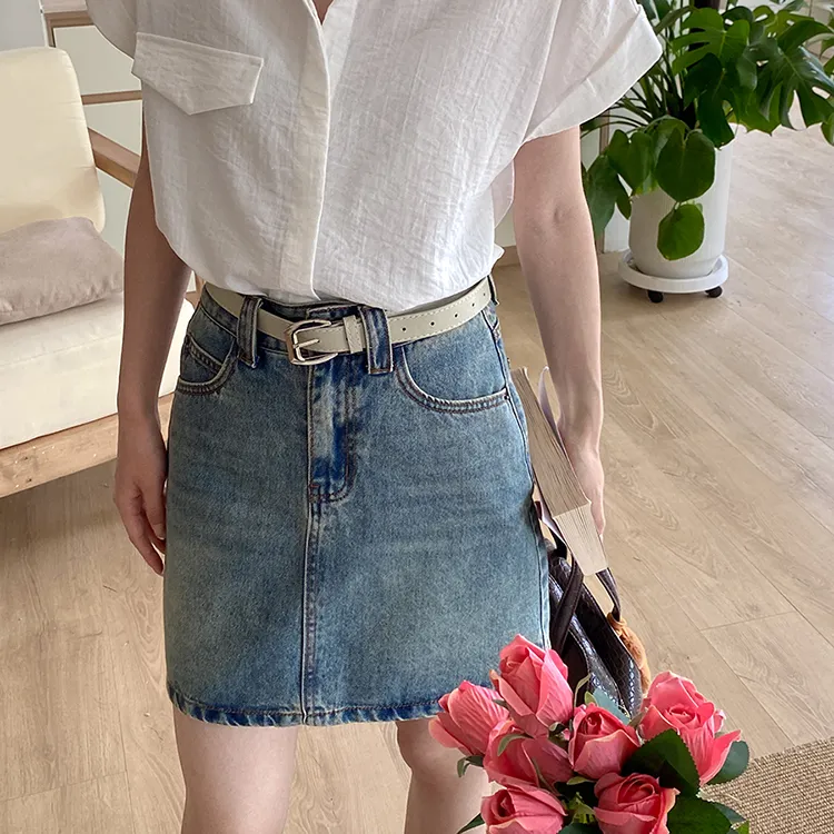 CHARM PICK Denim Short Skirts Women's Blue-2