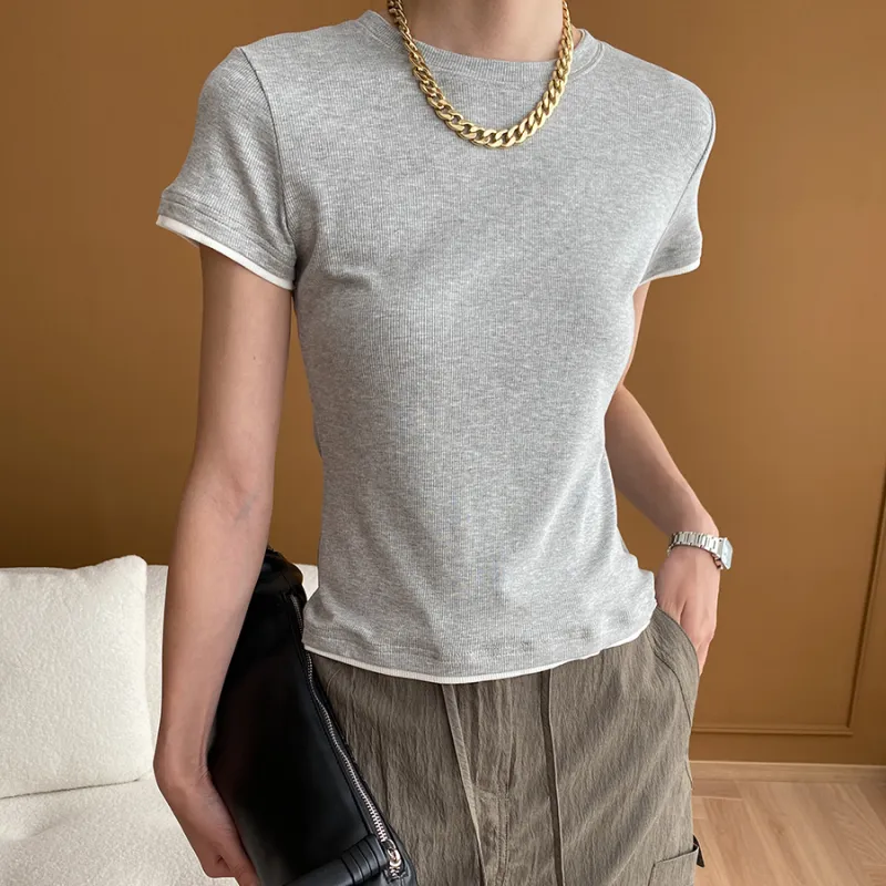CHARM PICK T Shirt Women's Gray-2