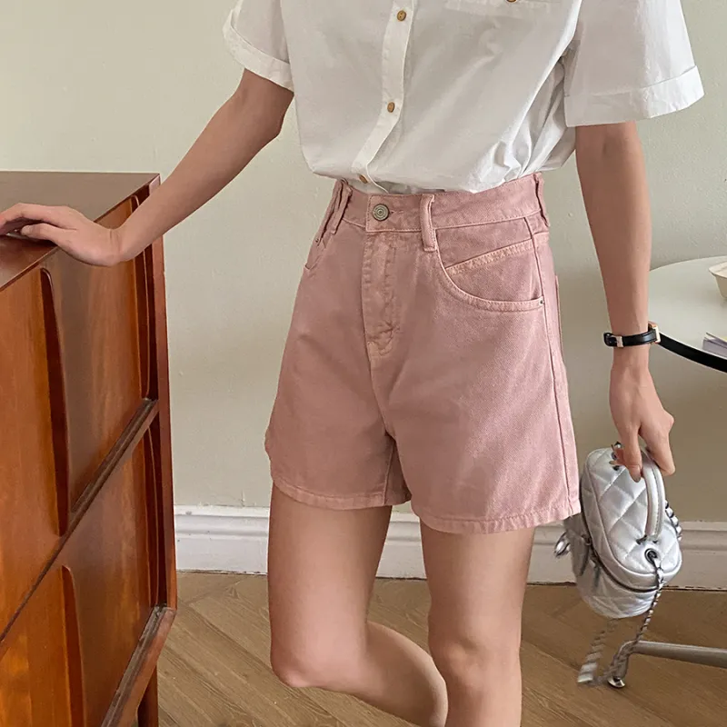 CHARM PICK Denim Shorts Women's Pink-4