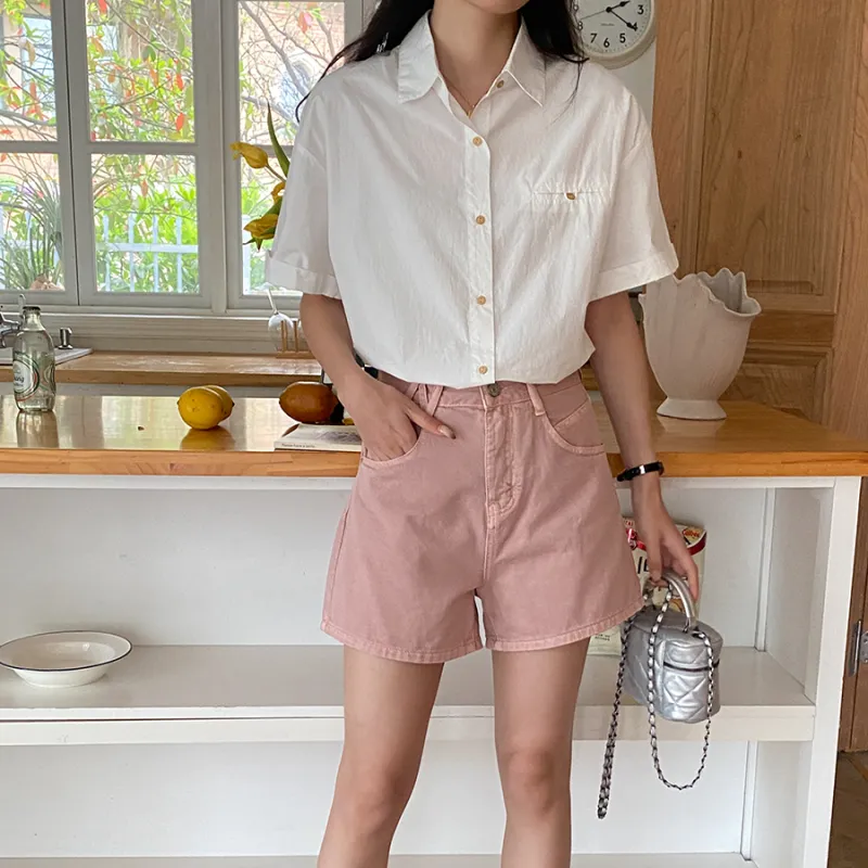 CHARM PICK Denim Shorts Women's Pink-2