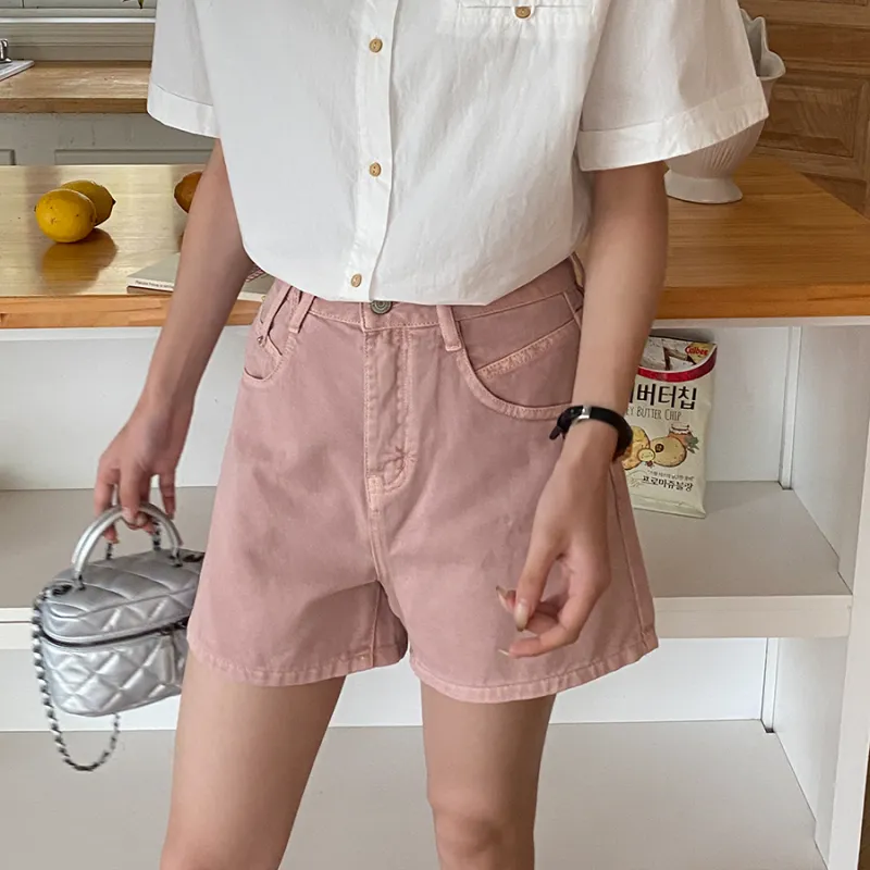 CHARM PICK Denim Shorts Women's Pink-3