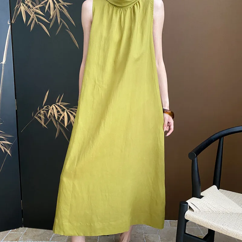CHARM PICK Sleeveless Dress Women's Yellow-3