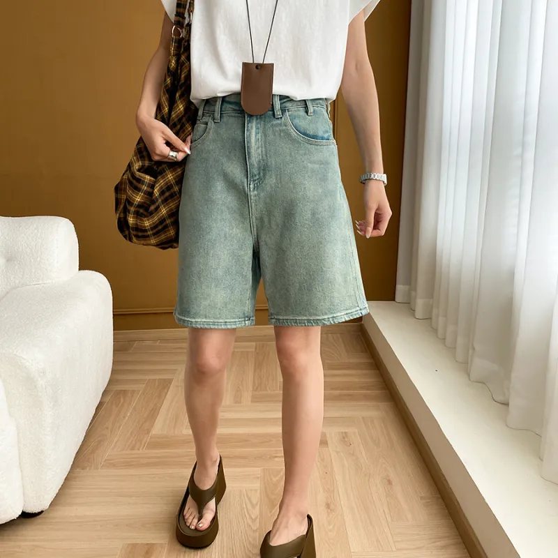 CHARM PICK Denim Shorts Women's Blue-3