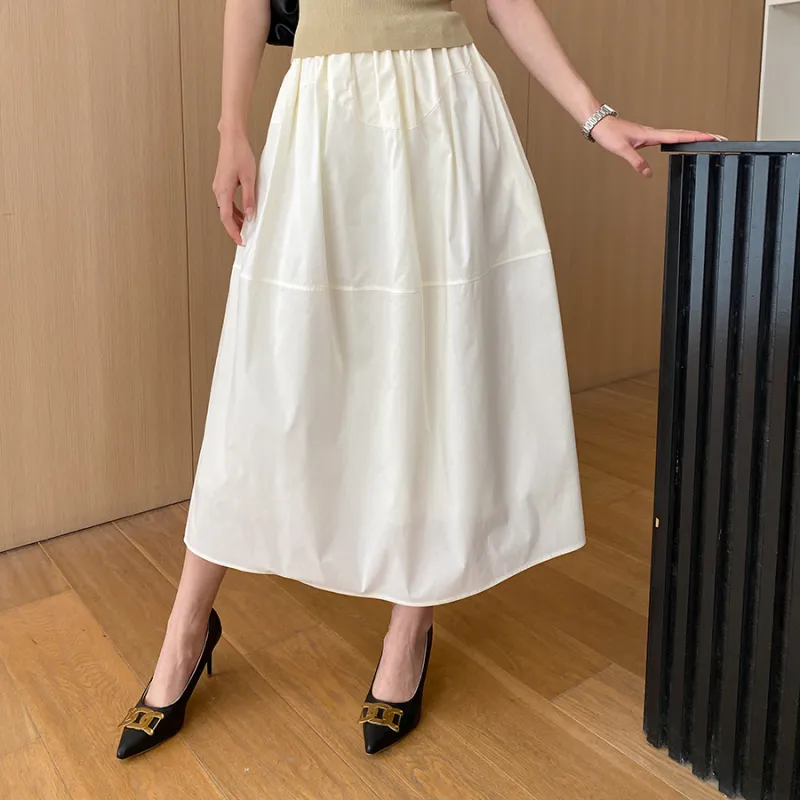 CHARM PICK Casual Long Skirt Women's White-3