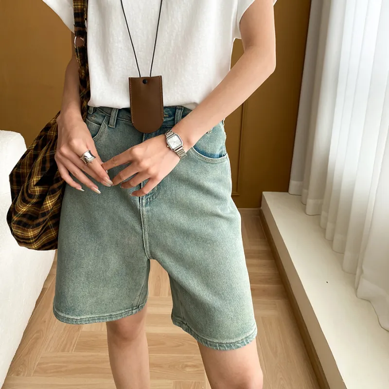 CHARM PICK Denim Shorts Women's Blue-6