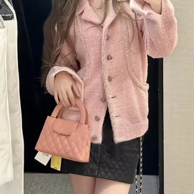 CHARM PICK Cropped Coats Women's Pink-2