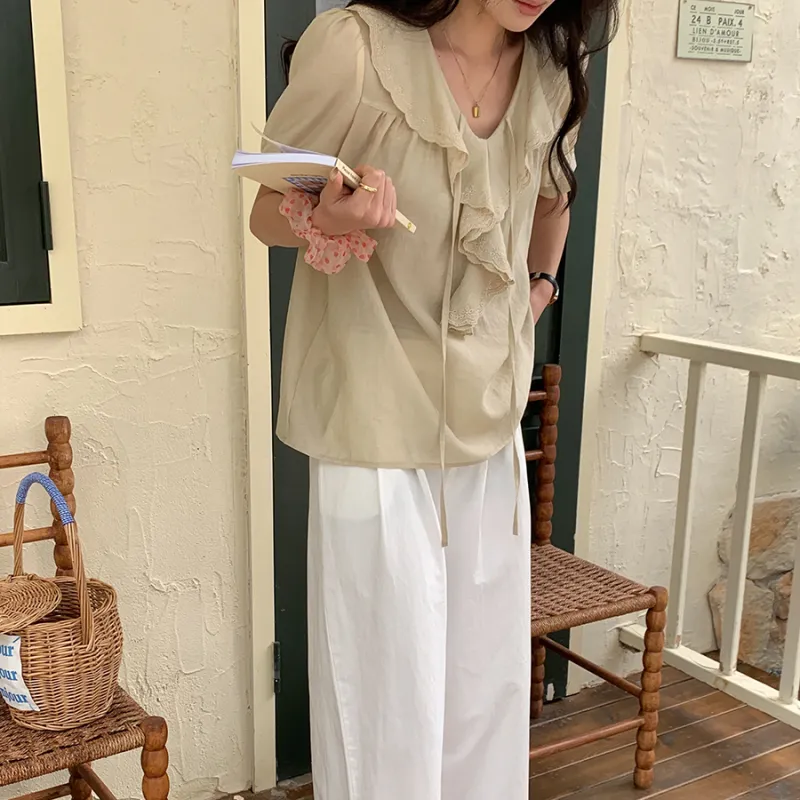CHARM PICK Shirt Women's Apricot-3