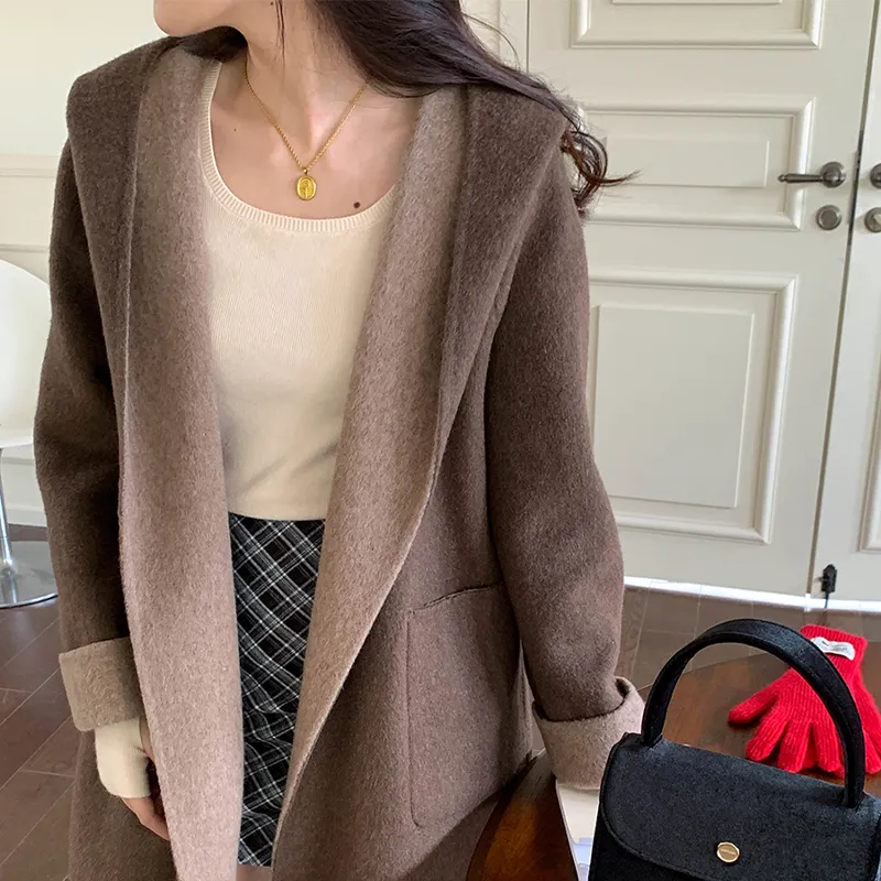 CHARM PICK Coats Women's Coffee-6