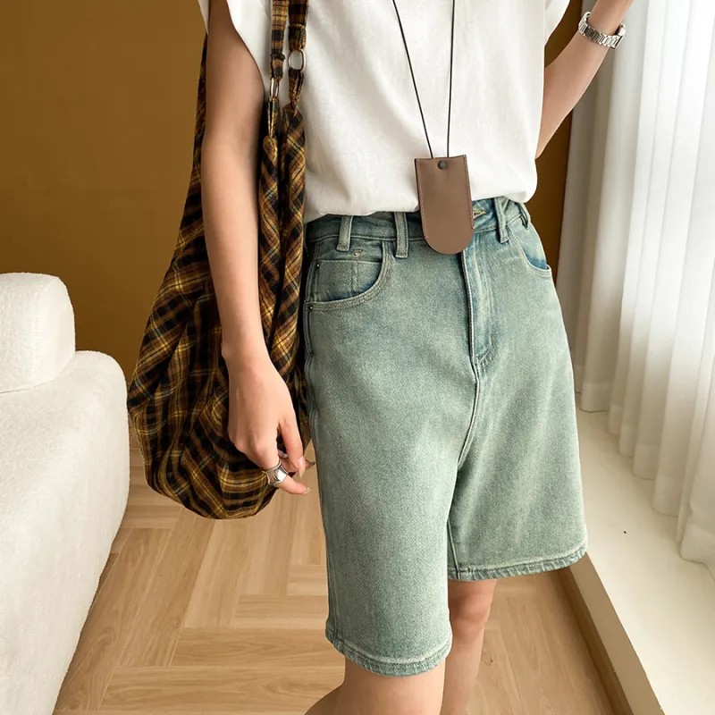 CHARM PICK Denim Shorts Women's Blue-7