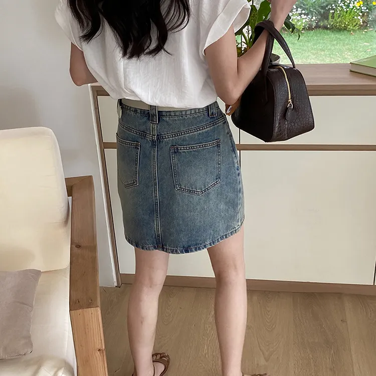 CHARM PICK Denim Short Skirts Women's Blue-3