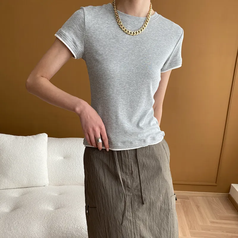 CHARM PICK T Shirt Women's Gray-4