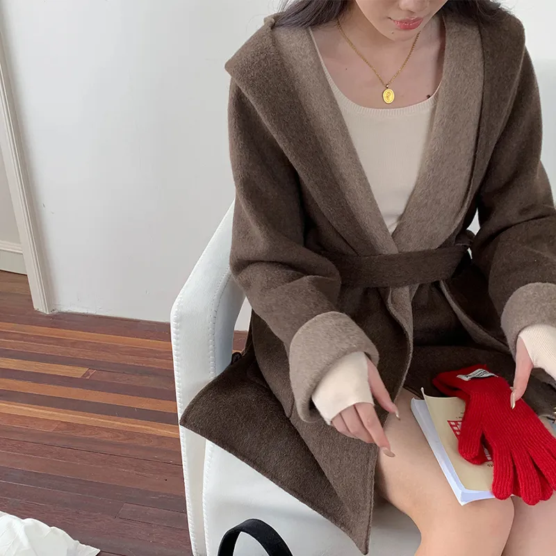 CHARM PICK Coats Women's Coffee-5