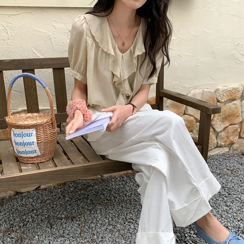 CHARM PICK Shirt Women's Apricot-5