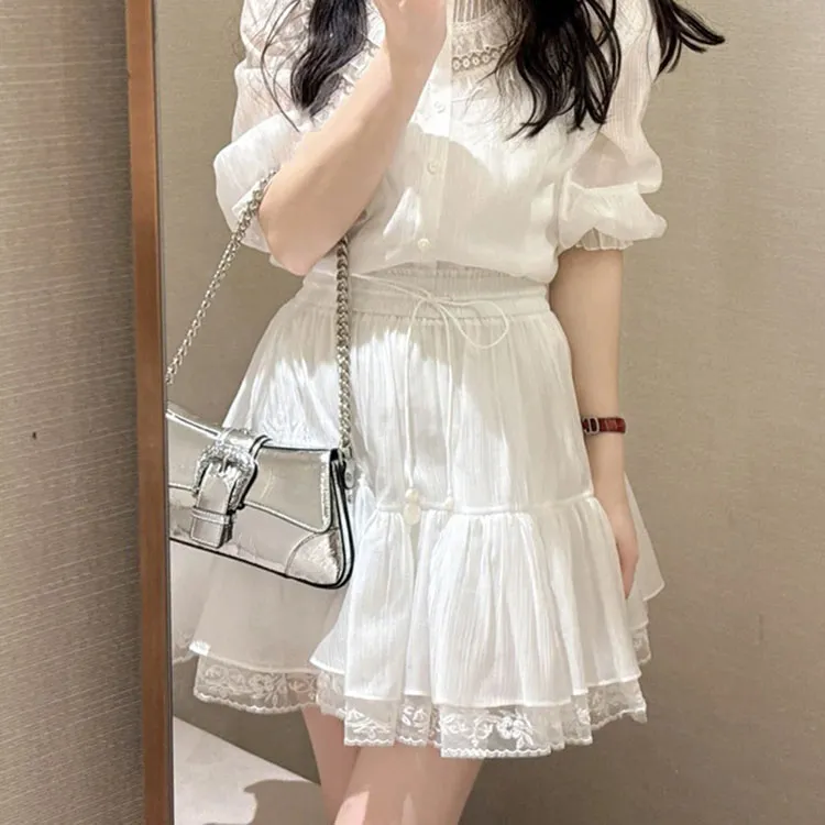 CHARM PICK Skirt Set Women's White-3