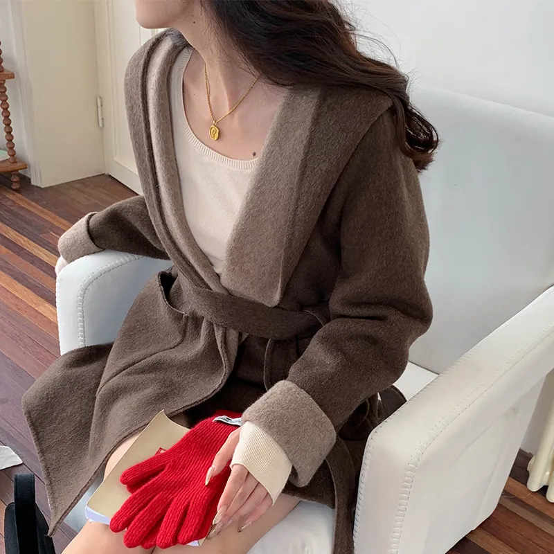 CHARM PICK Coats Women's Coffee-4